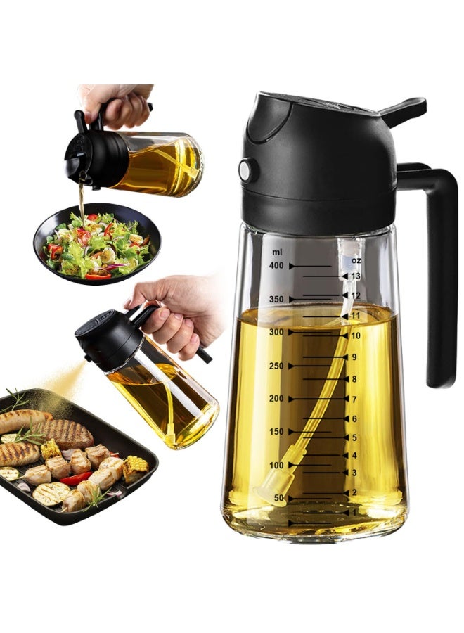 HOMESTAR Glass Oil Sprayer, Cooking 2 in 1 Olive Oil Dispenser Bottle for Kitchen, Premium Glass Oil Bottle, Food Grade Oil Mister for Air Fryer, Salad, Frying, BBQ, 470ml - Image 1